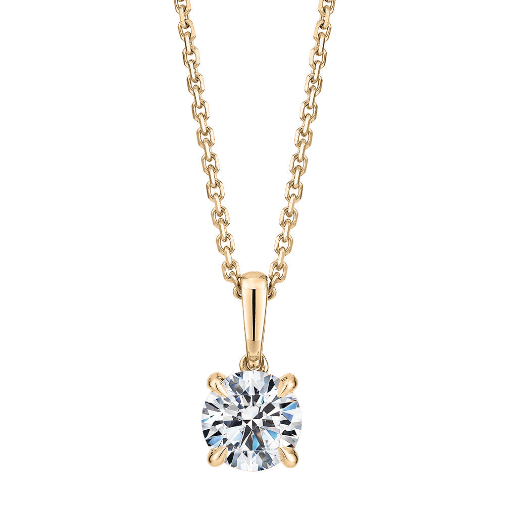 Premium Certified Lab-Grown Diamond, 0.70 carat round brilliant solitaire pendant in 14 carat yellow gold