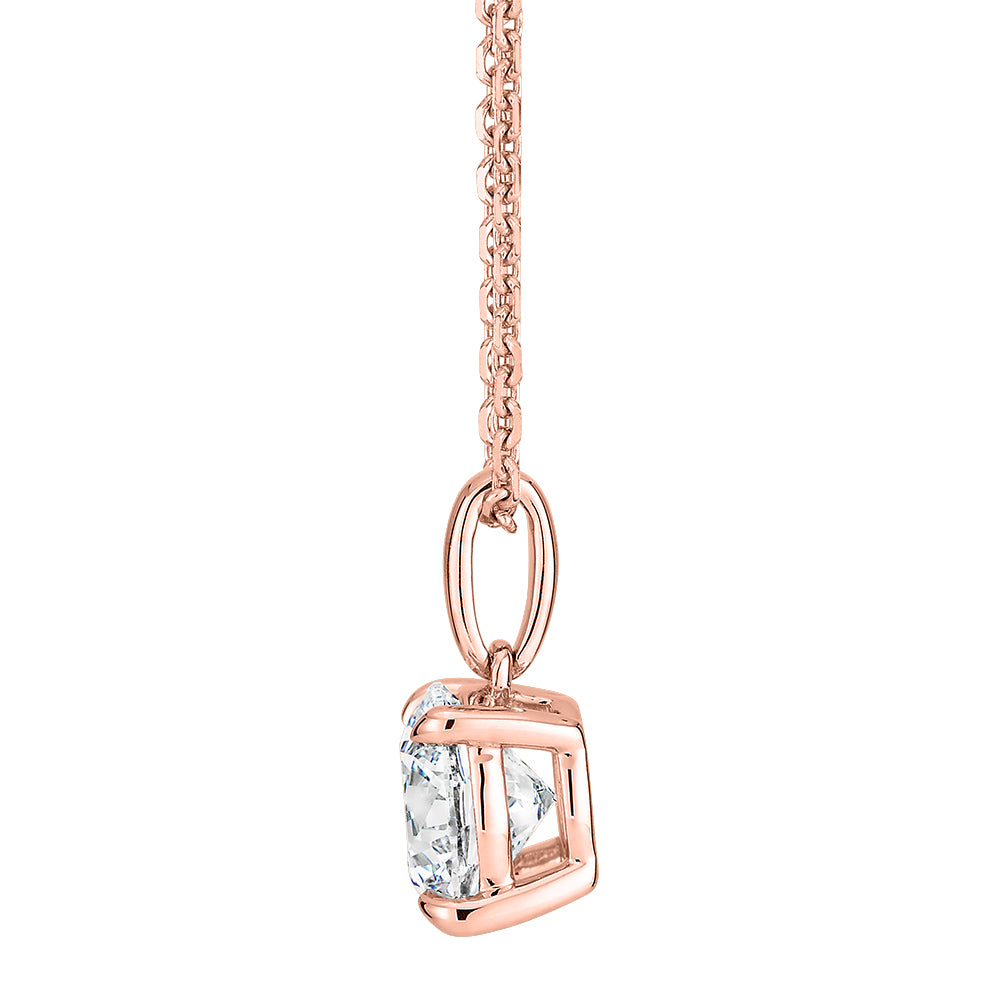 Premium Certified Lab-Grown Diamond, 1.00 carat round brilliant solitaire pendant in 14 carat rose gold
