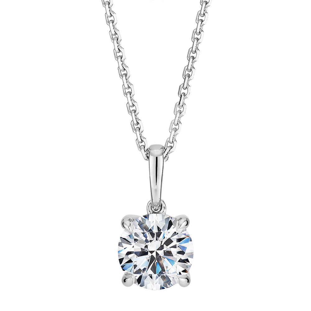 Premium Certified Lab-Grown Diamond, 1.00 carat round brilliant solitaire pendant in 14 carat white gold