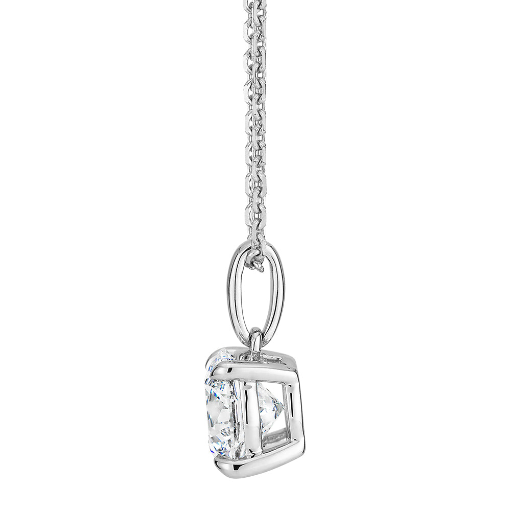 Premium Certified Lab-Grown Diamond, 1.00 carat round brilliant solitaire pendant in 14 carat white gold