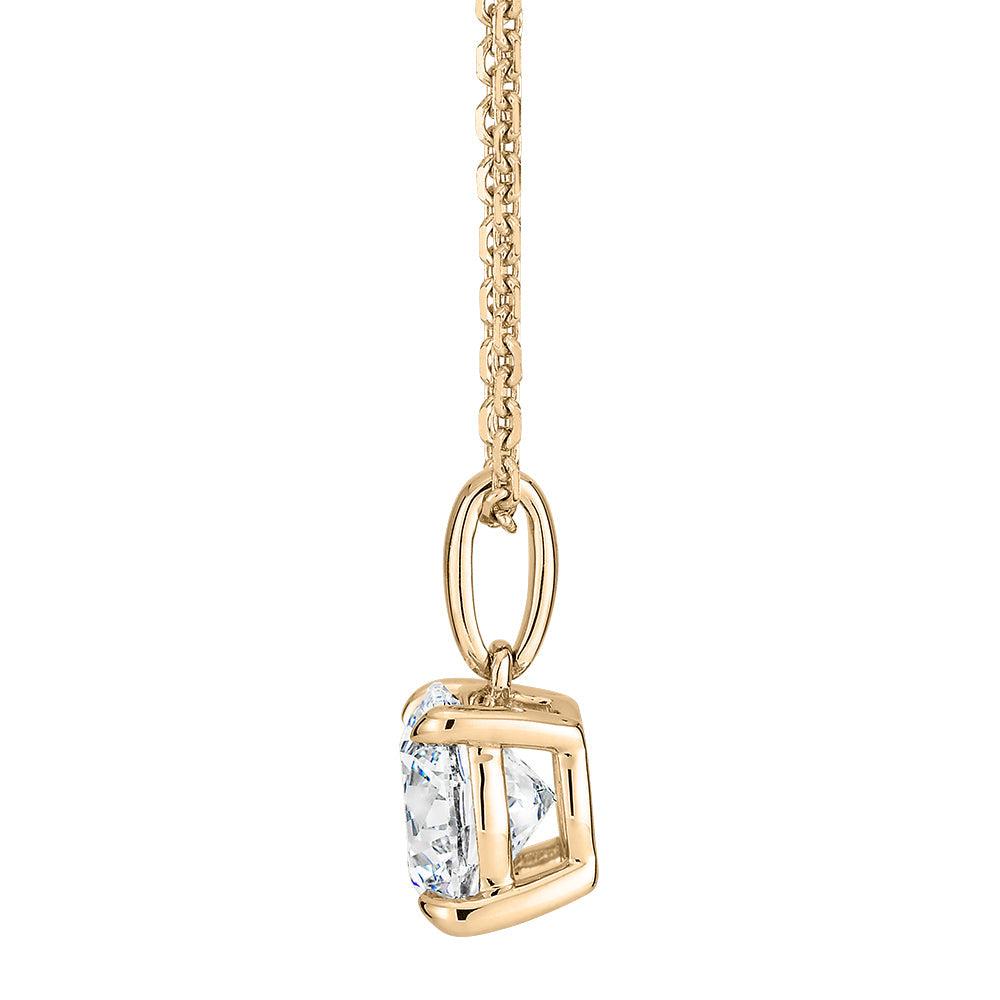 Premium Certified Lab-Grown Diamond, 1.00 carat round brilliant solitaire pendant in 14 carat yellow gold