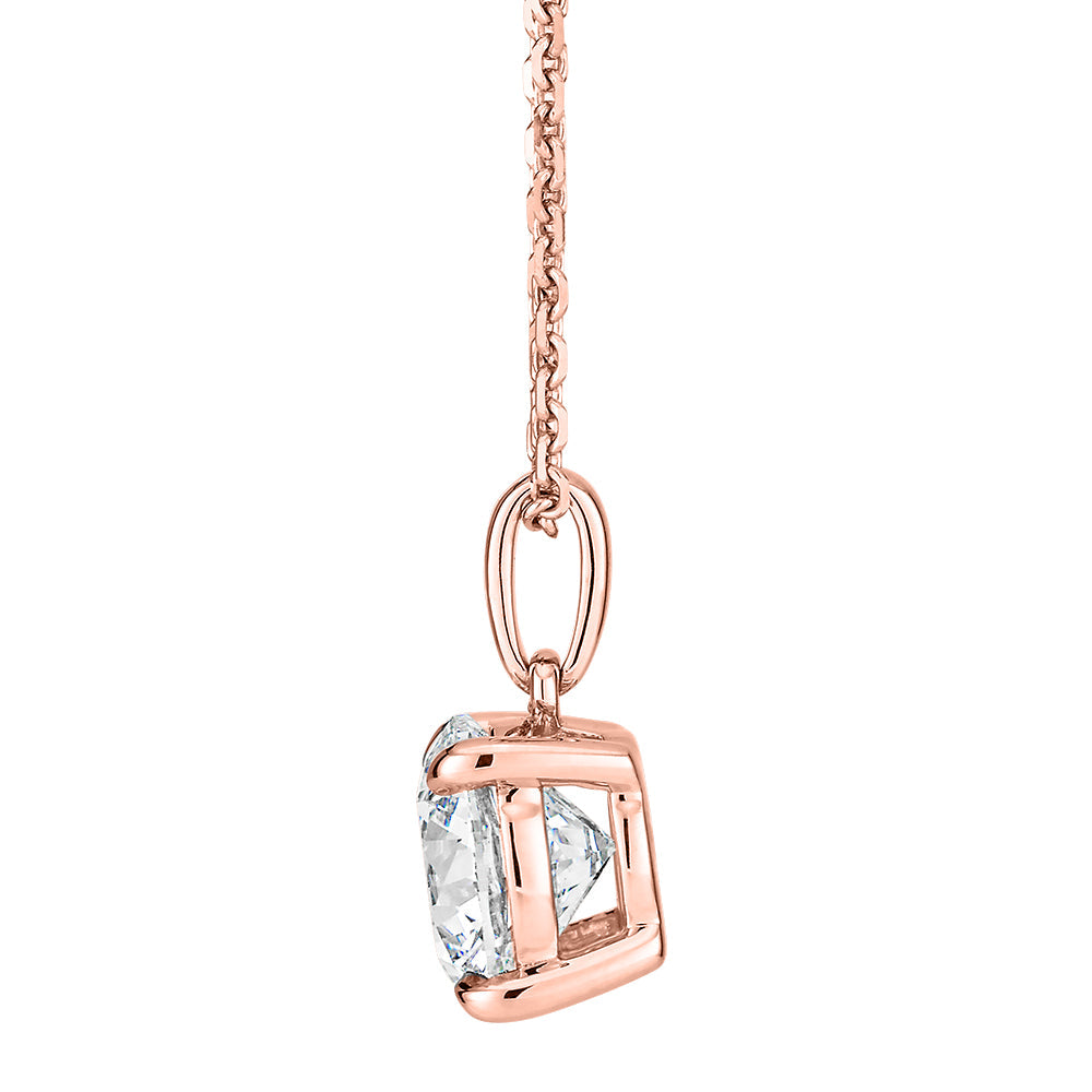 Premium Certified Lab-Grown Diamond, 1.50 carat round brilliant solitaire pendant in 14 carat rose gold