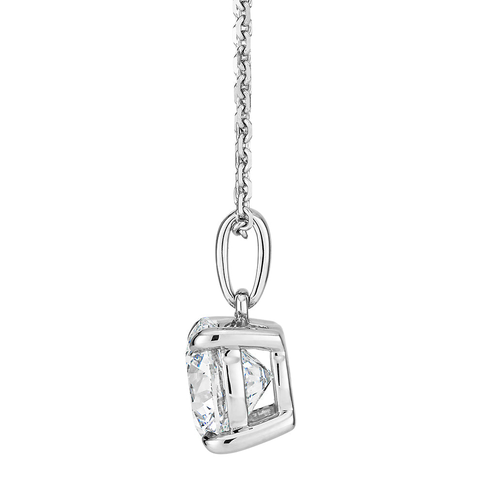 Premium Certified Lab-Grown Diamond, 1.50 carat round brilliant solitaire pendant in 14 carat white gold