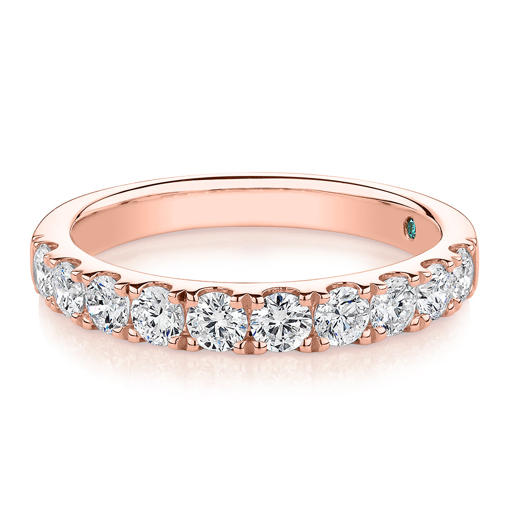 Lab-Grown Diamond, 0.84 carat TW round brilliant wedding or eternity ring in 14 carat rose gold