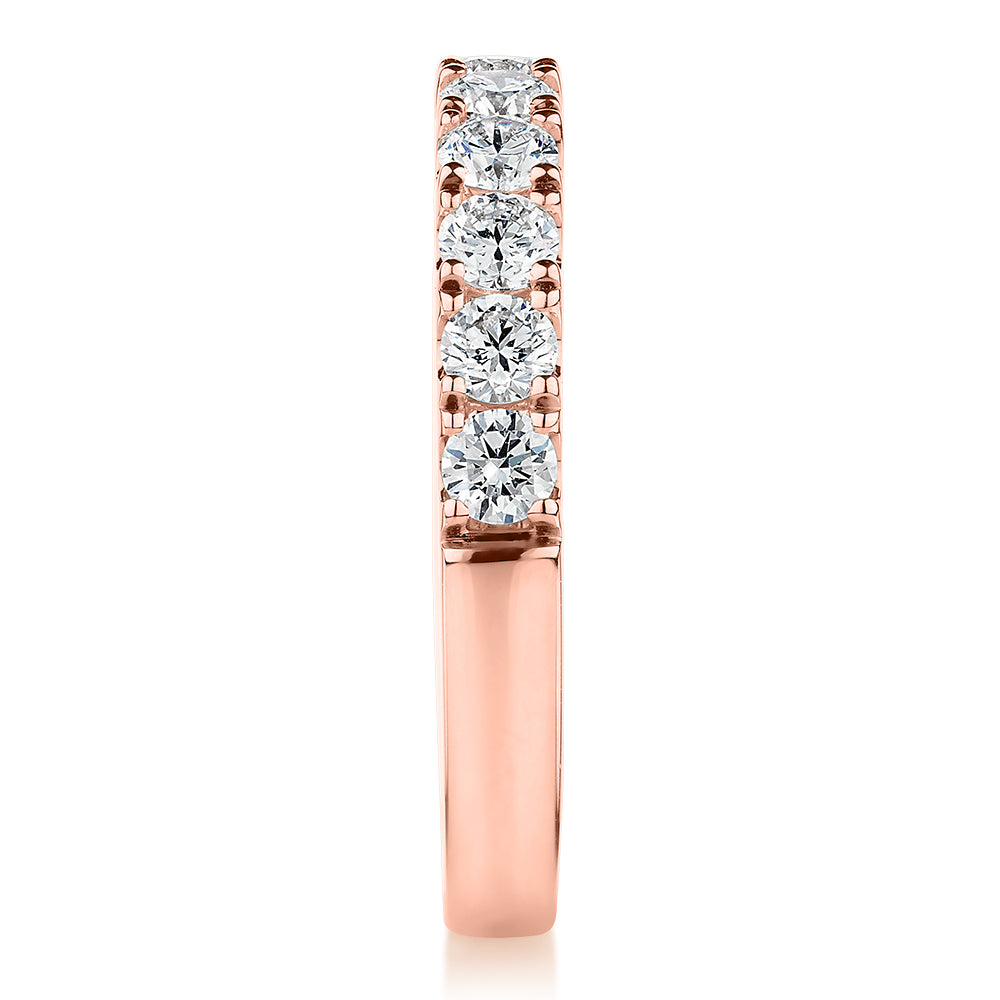 Lab-Grown Diamond, 0.86 carat TW round brilliant wedding or eternity ring in 14 carat rose gold