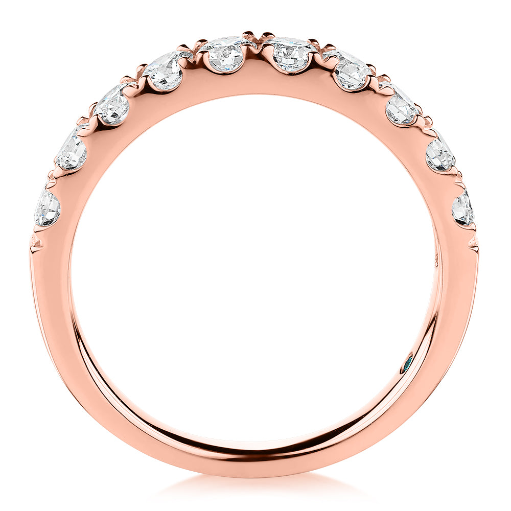 Lab-Grown Diamond, 0.86 carat TW round brilliant wedding or eternity ring in 14 carat rose gold