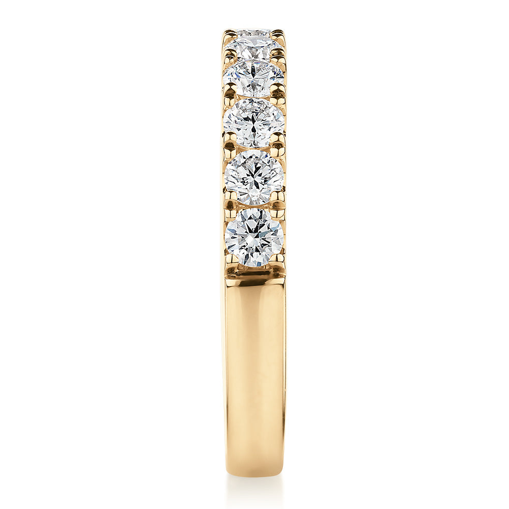 Lab-Grown Diamond, 0.86 carat TW round brilliant wedding or eternity ring in 14 carat yellow gold