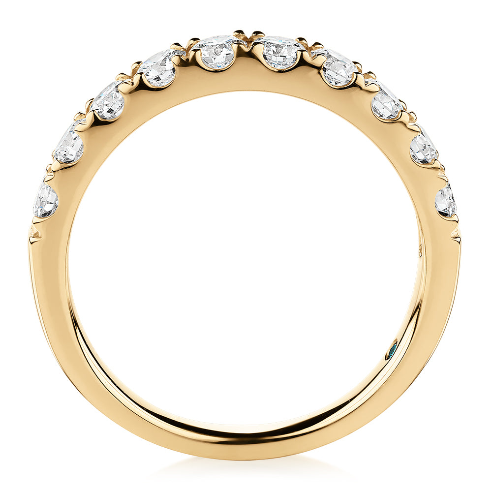 Lab-Grown Diamond, 0.86 carat TW round brilliant wedding or eternity ring in 14 carat yellow gold