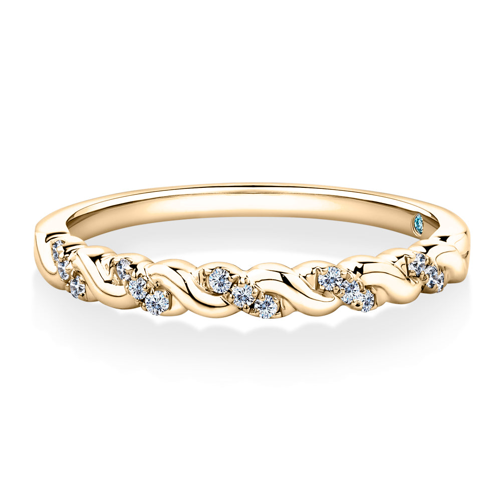Lab-Grown Diamond, 0.07 carat TW round brilliant wedding or eternity ring in 14 carat yellow gold