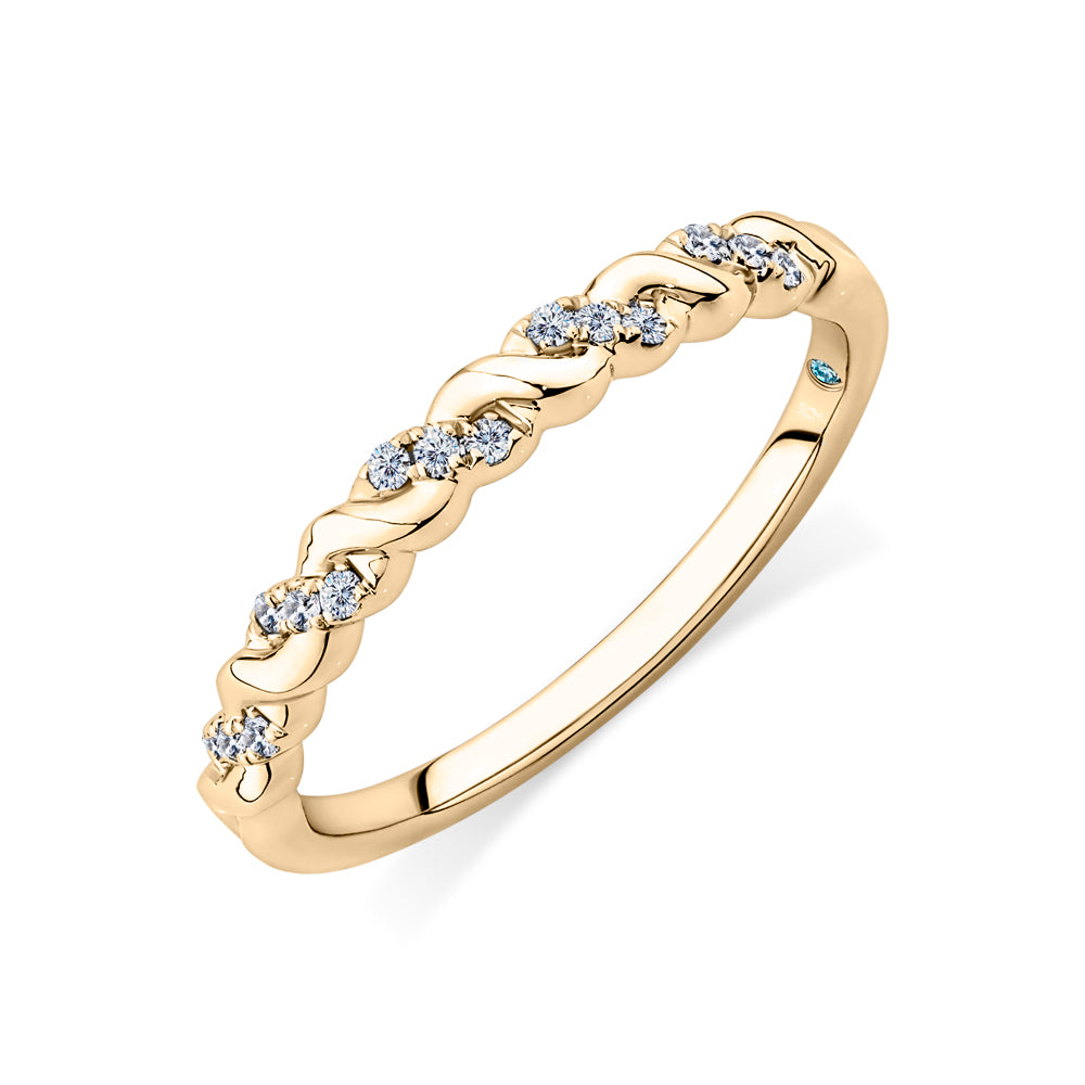 Lab-Grown Diamond, 0.07 carat TW round brilliant wedding or eternity ring in 14 carat yellow gold