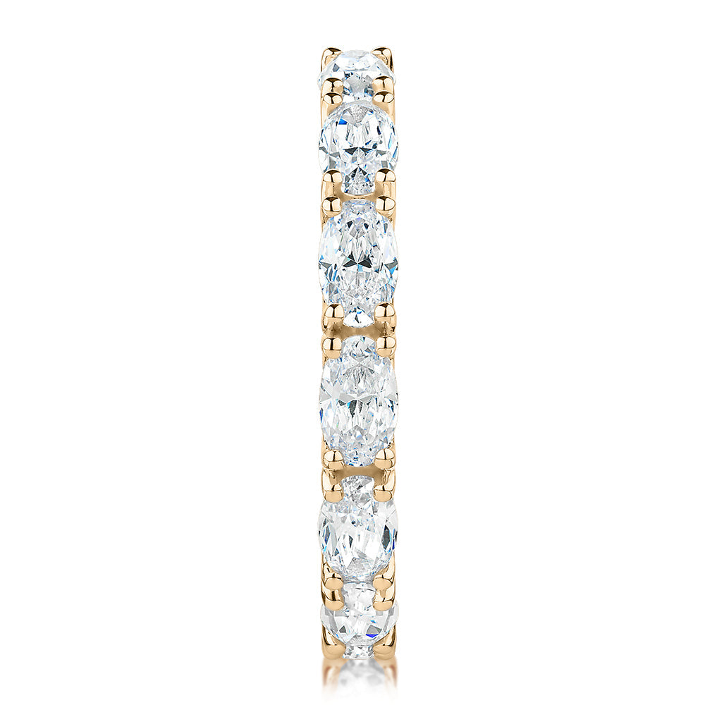 All-rounder eternity band with 2.94 carats* of diamond simulants in 10 carat yellow gold