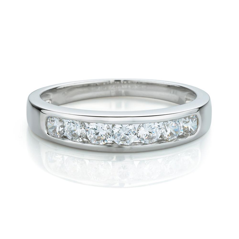 Wedding or eternity band with 0.56 carats* of diamond simulants in 14 carat white gold