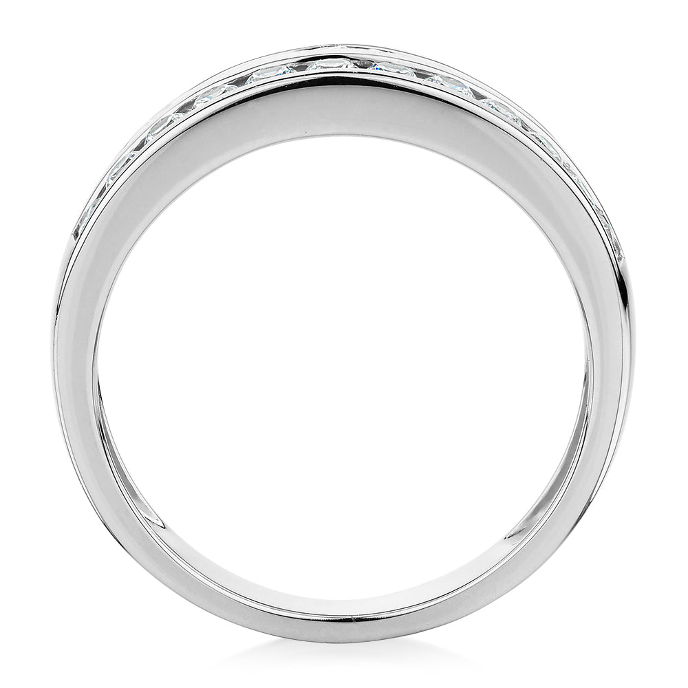 Dress ring with 0.72 carats* of diamond simulants in 10 carat white gold