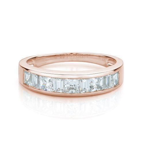 Wedding or eternity band with 1.3 carats* of diamond simulants in 14 carat rose gold