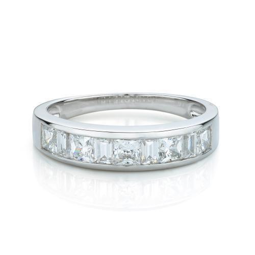 Wedding or eternity band with 1.3 carats* of diamond simulants in 14 carat white gold