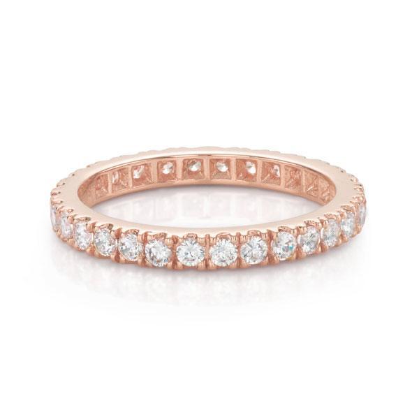 All-rounder eternity band with 0.9 carats* of diamond simulants in 14 carat rose gold 