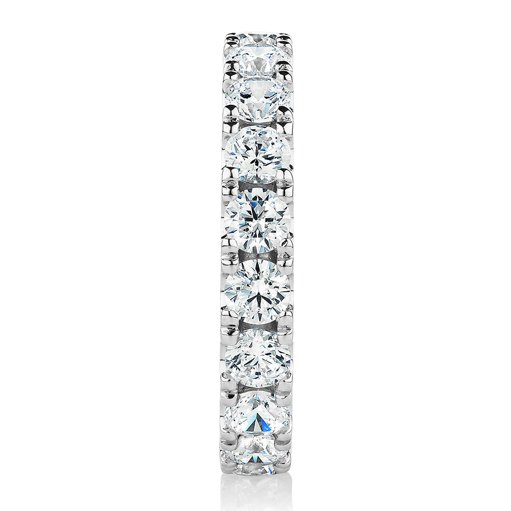 All-rounder eternity band with 2.09 carats* of diamond simulants in 14 carat white gold