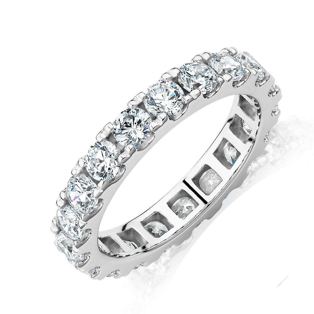 All-rounder eternity band with 2.09 carats* of diamond simulants in 14 carat white gold
