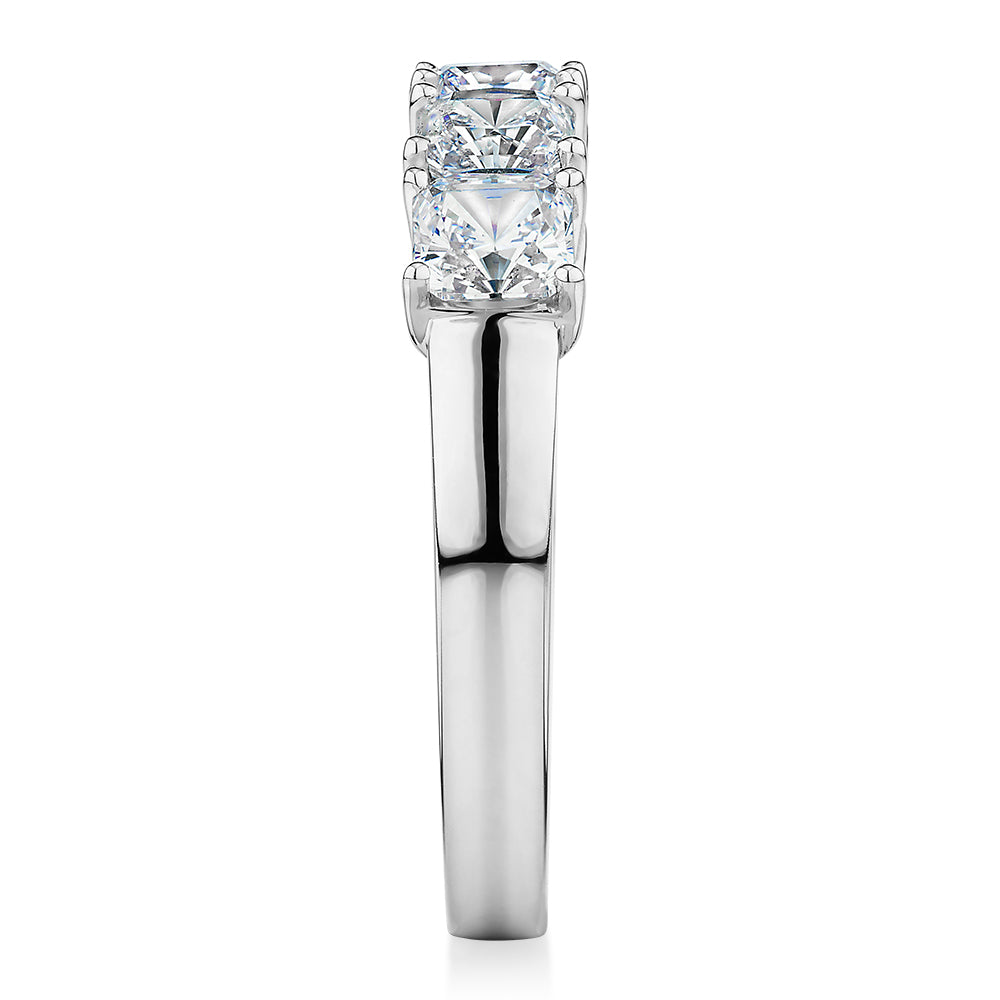 Dress ring with 1.95 carats* of diamond simulants in 10 carat white gold
