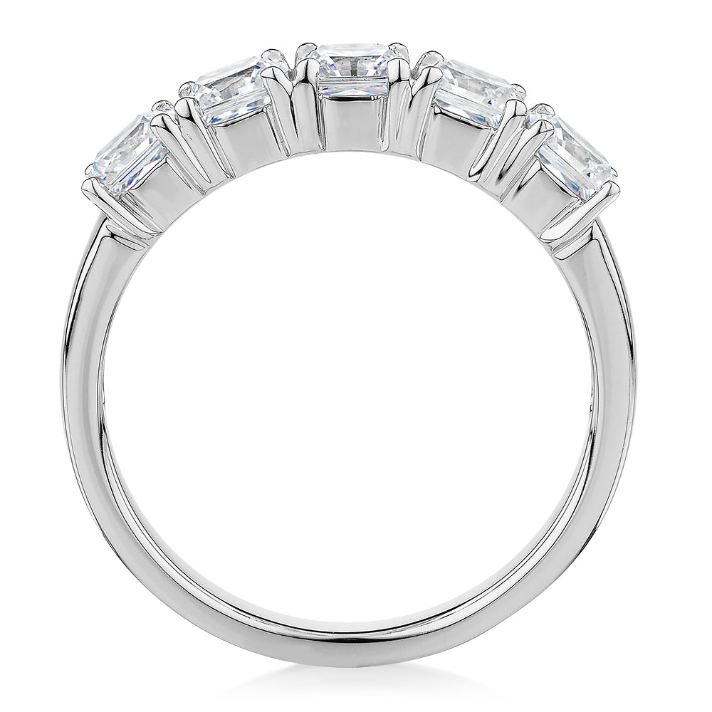 Dress ring with 1.95 carats* of diamond simulants in 10 carat white gold