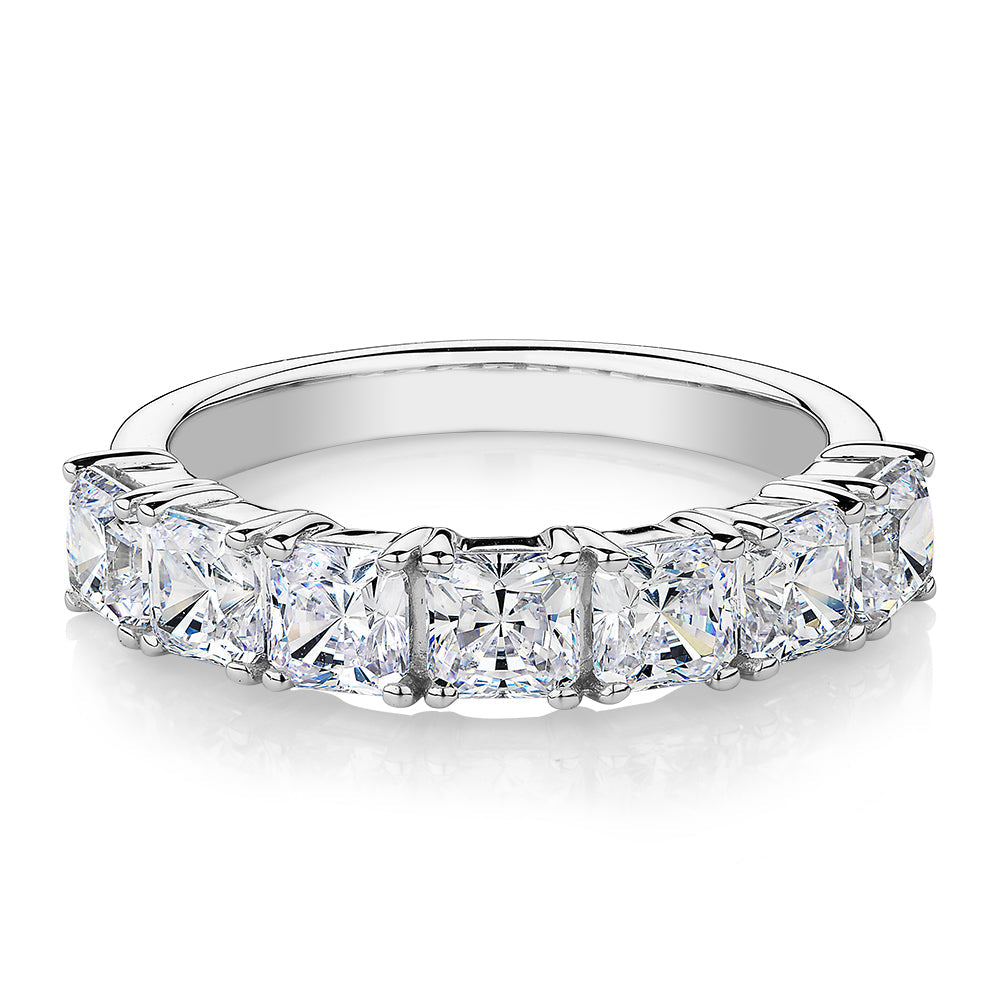 Dress ring with 2.73 carats* of diamond simulants in 10 carat white gold