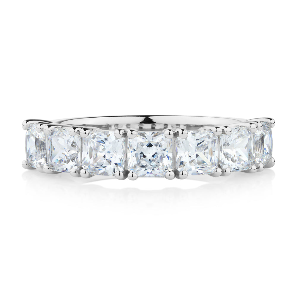 Dress ring with 2.73 carats* of diamond simulants in 10 carat white gold