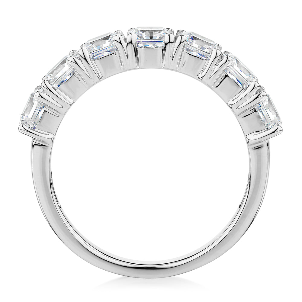 Dress ring with 2.73 carats* of diamond simulants in 10 carat white gold