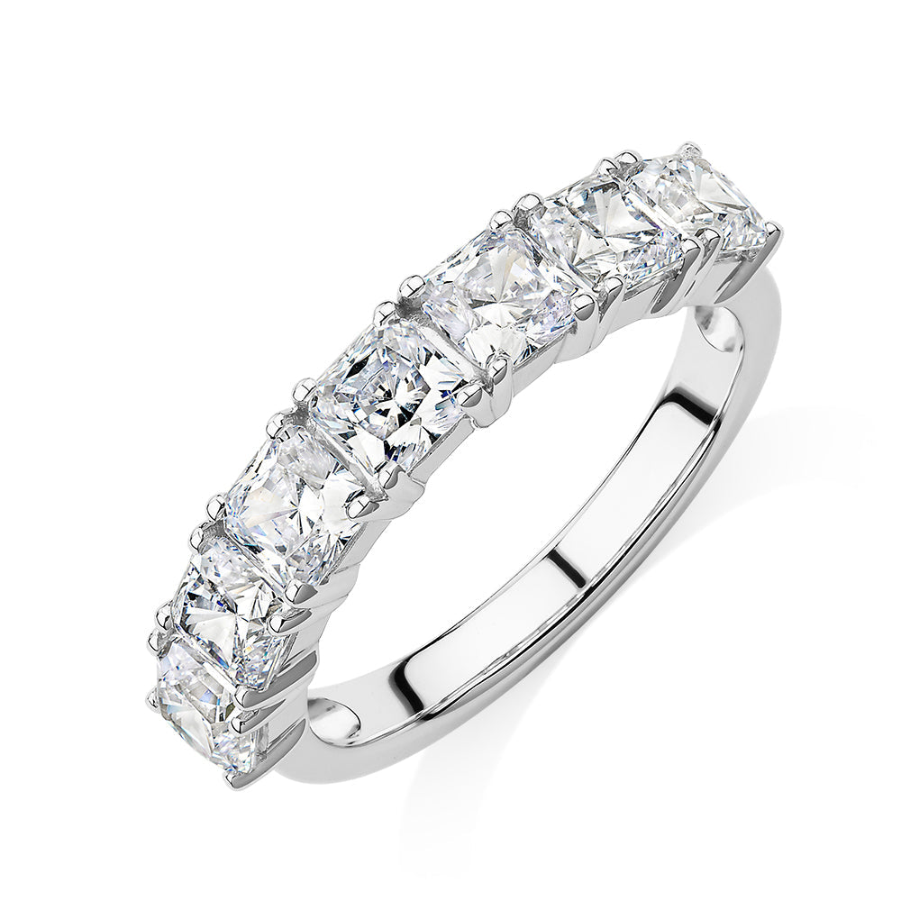 Dress ring with 2.73 carats* of diamond simulants in 10 carat white gold