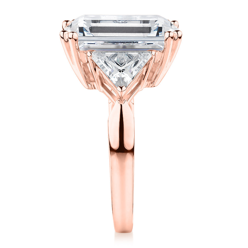 Dress ring with 10.68 carats* of diamond simulants in 10 carat rose gold