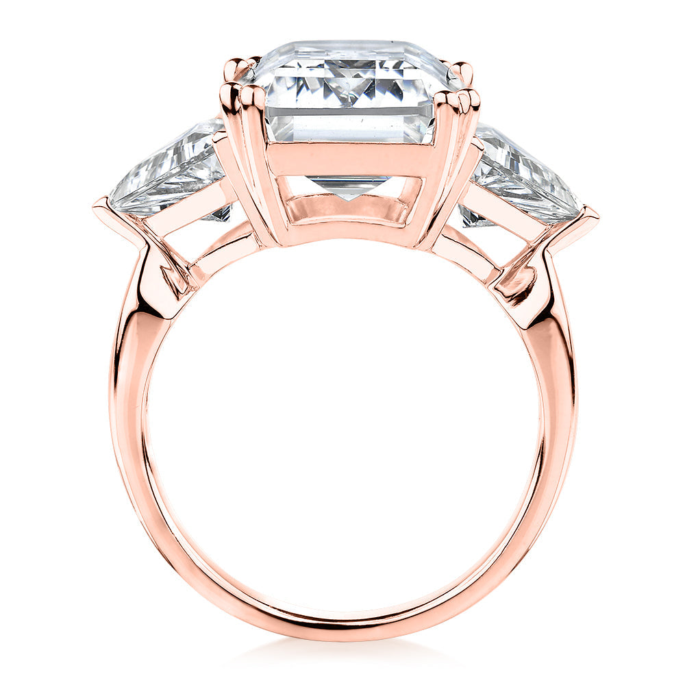 Dress ring with 10.68 carats* of diamond simulants in 10 carat rose gold
