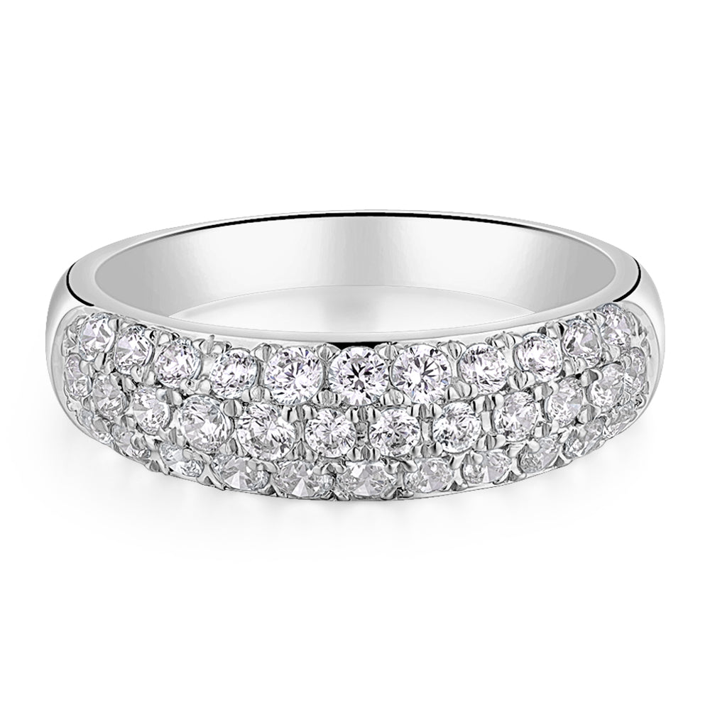 Dress ring with 0.52 carats* of diamond simulants in 10 carat white gold
