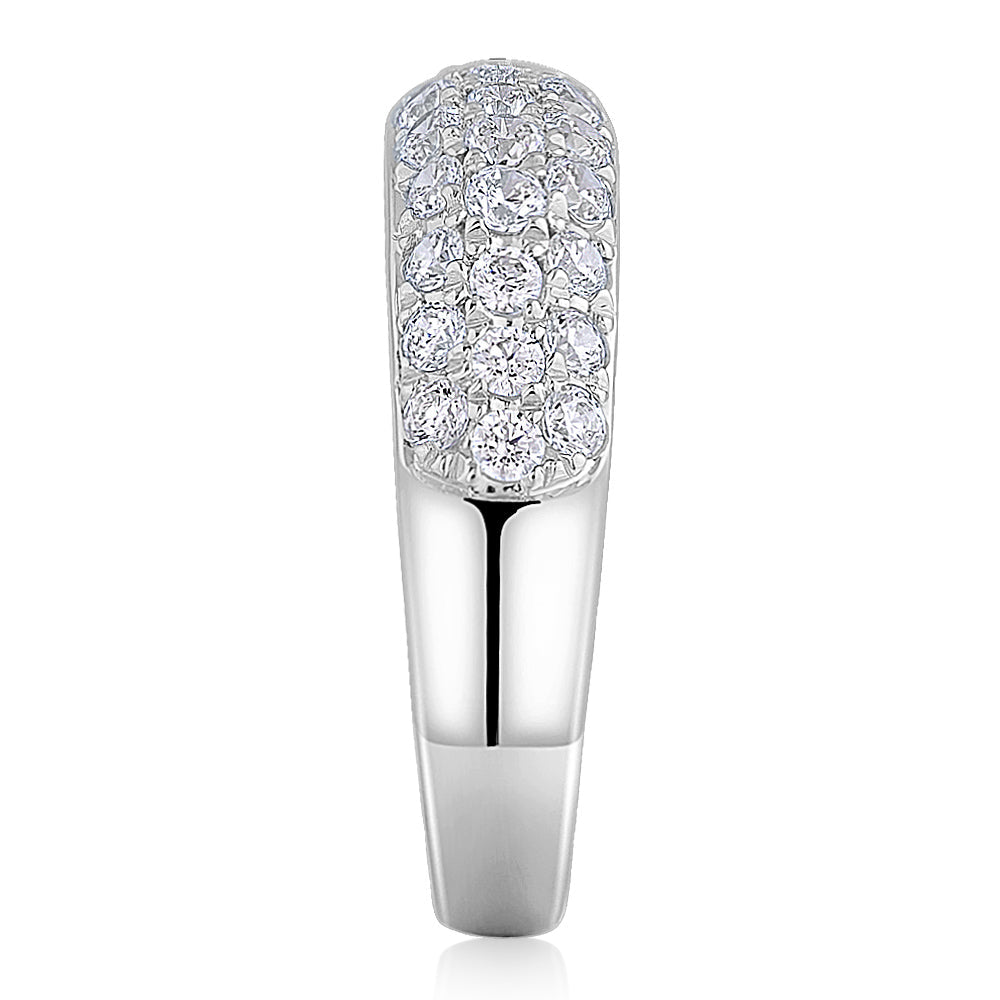 Dress ring with 0.52 carats* of diamond simulants in 10 carat white gold