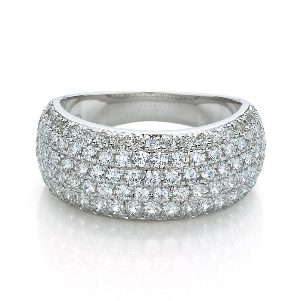 Dress ring with 1.85 carats* of diamond simulants in 10 carat white gold