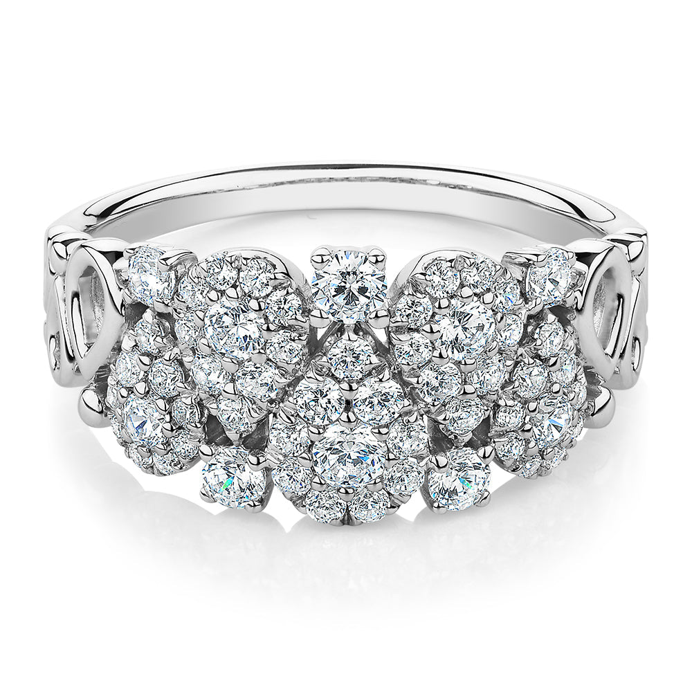 Celeste Dress ring with 0.96 carats* of diamond simulants in 10 carat white gol