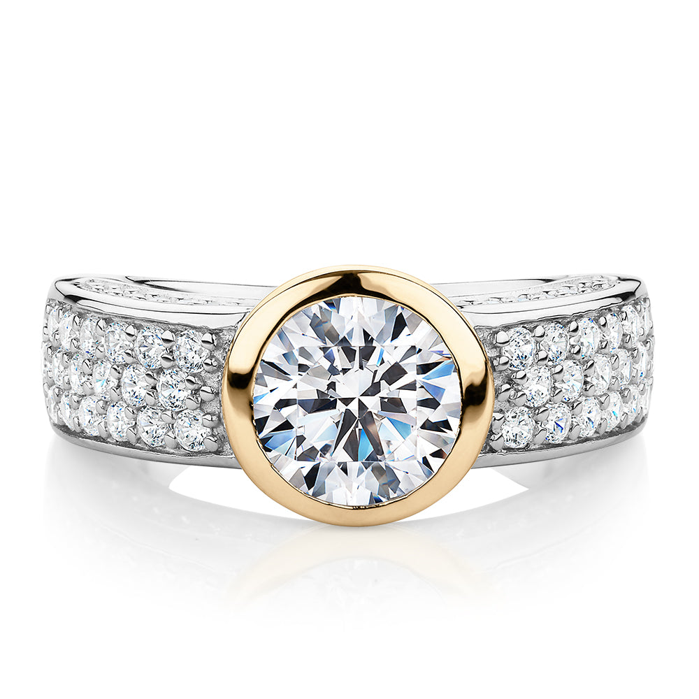 Synergy dress ring with 2.36 carats* of diamond simulants in 10 carat ...