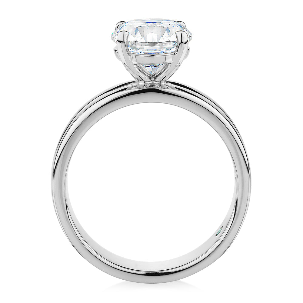 Premium Certified Lab-Grown Diamond, 2.00 carat round brilliant solitaire engagement ring in 10 carat white gold
