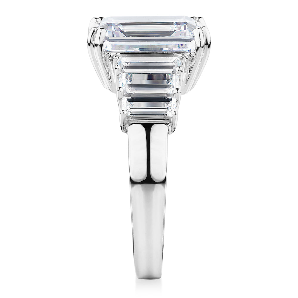 Dress ring with 6.97 carats* of diamond simulants in 10 carat white gold