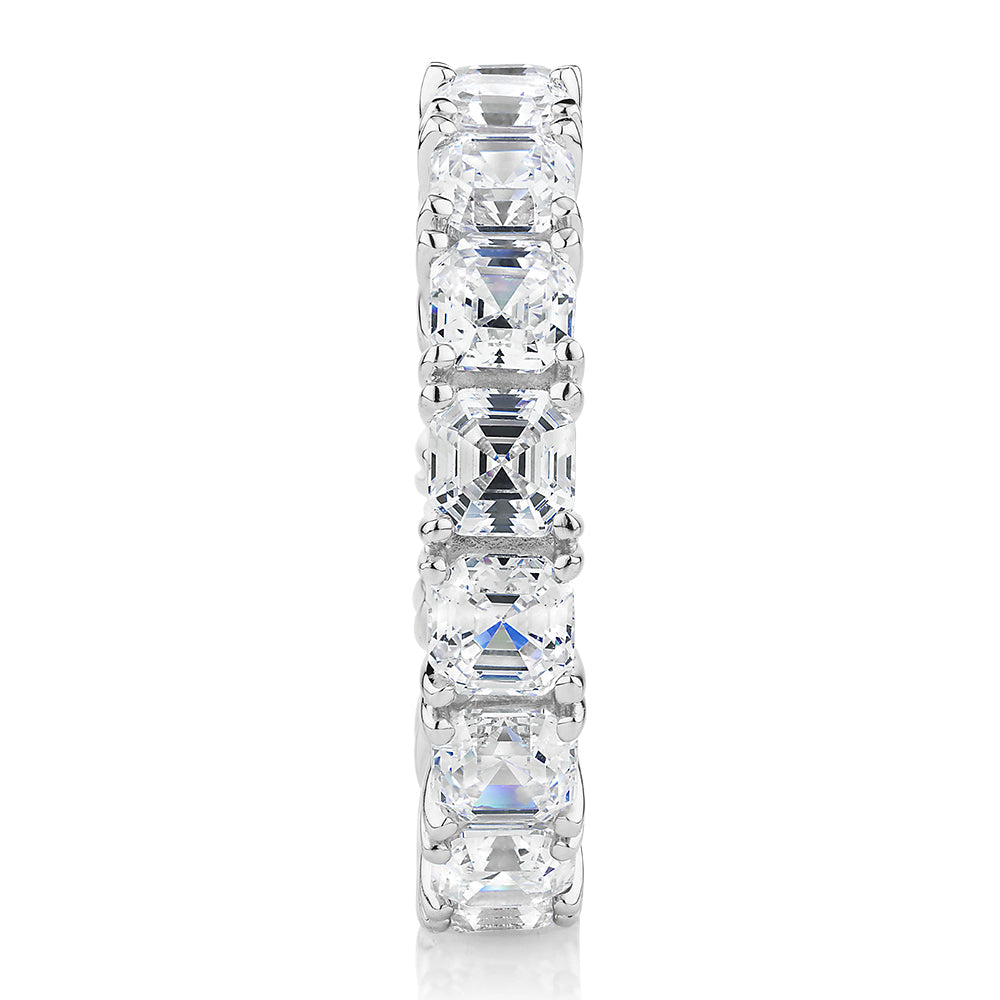 All-rounder eternity band with 5.46 carats* of diamond simulants in 10 carat white gold
