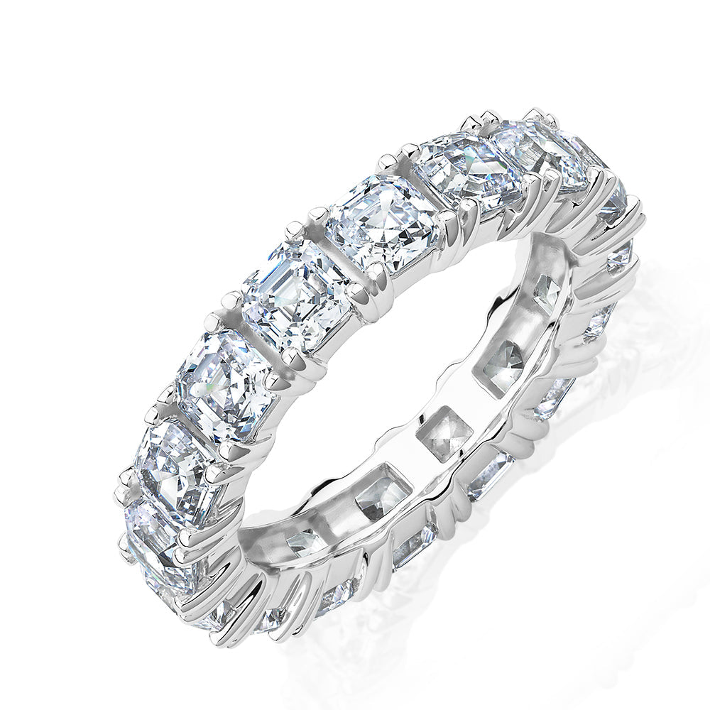 All-rounder eternity band with 5.46 carats* of diamond simulants in 10 carat white gold