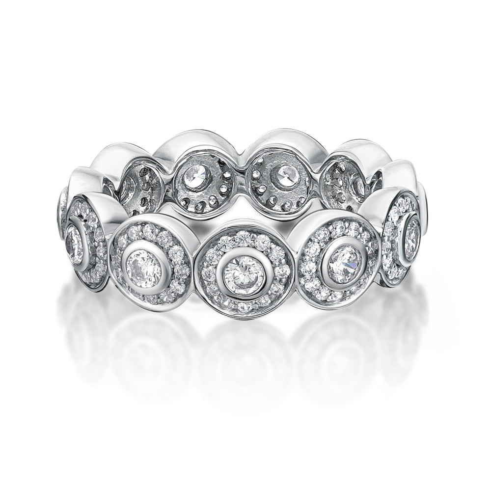 Fancy Bezel Set All-Rounder Band in White Gold