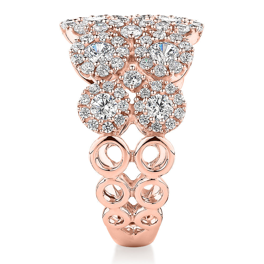 Celeste Dress ring with 1.87 carats* of diamond simulants in 10 carat rose gold