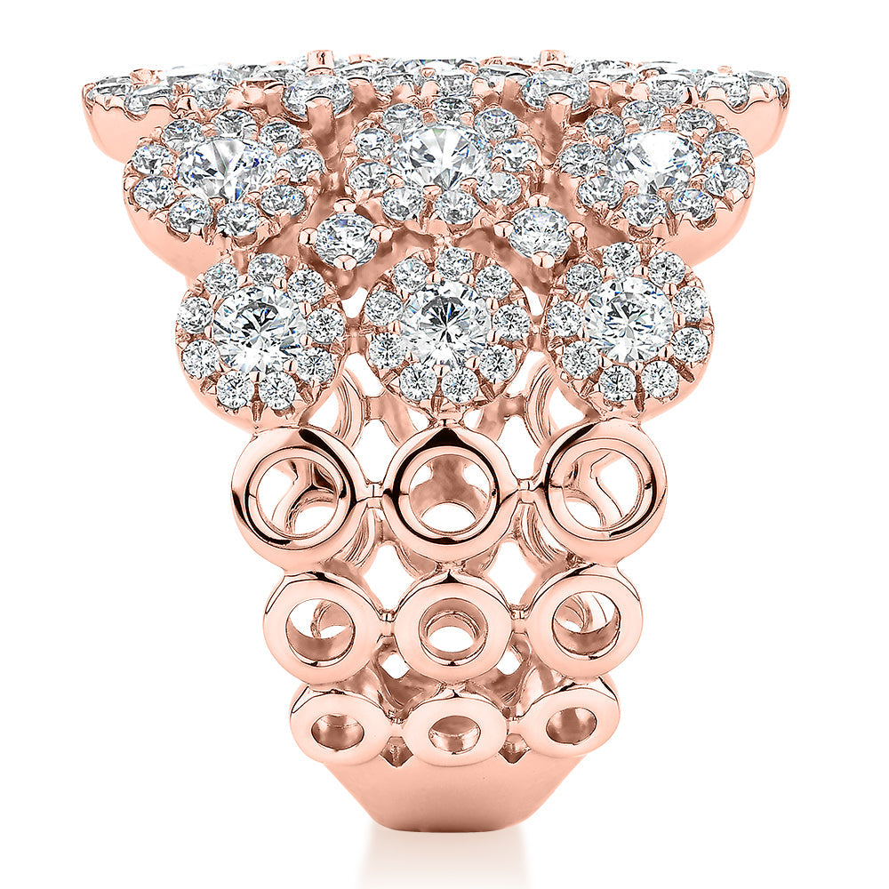 Celeste Dress ring with 2.86 carats* of diamond simulants in 10 carat rose gold
