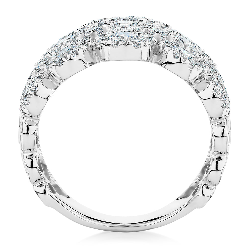 Celeste Dress ring with 2.86 carats* of diamond simulants in 10 carat white gold