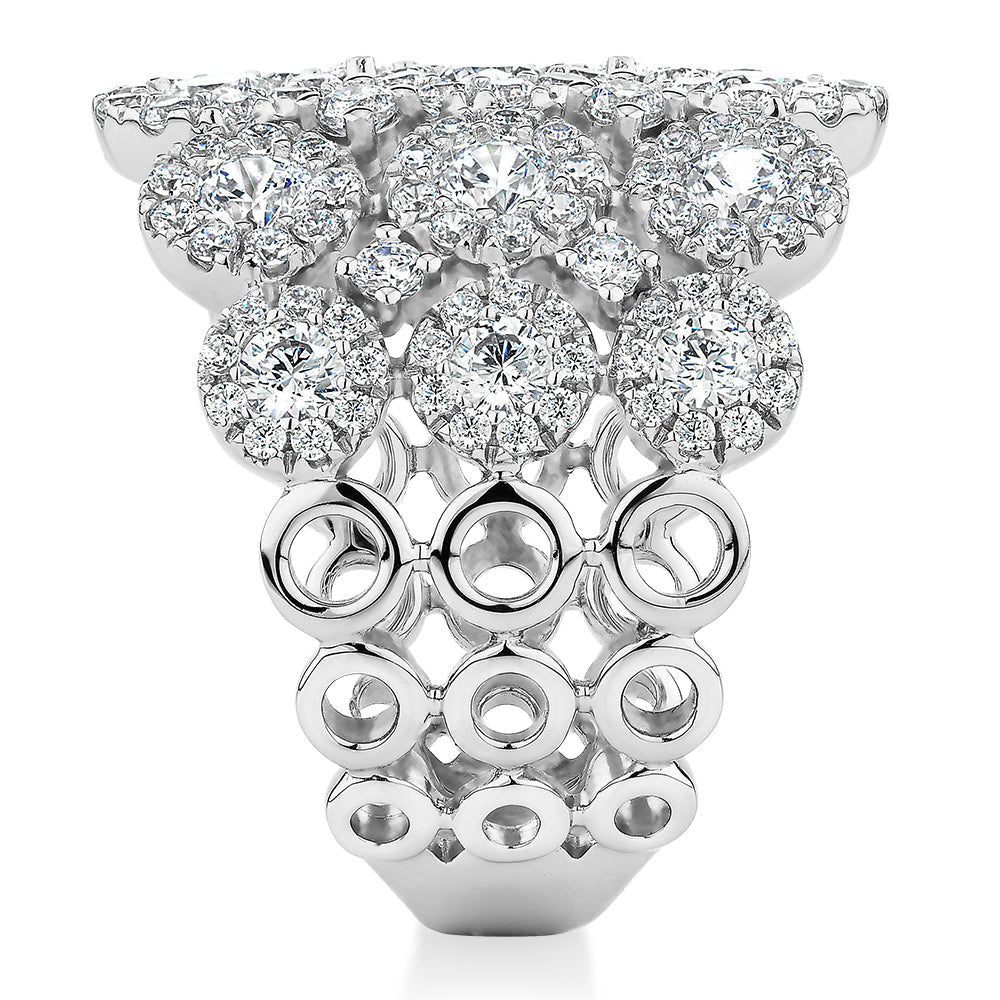 Celeste Dress ring with 2.86 carats* of diamond simulants in 10 carat white gold