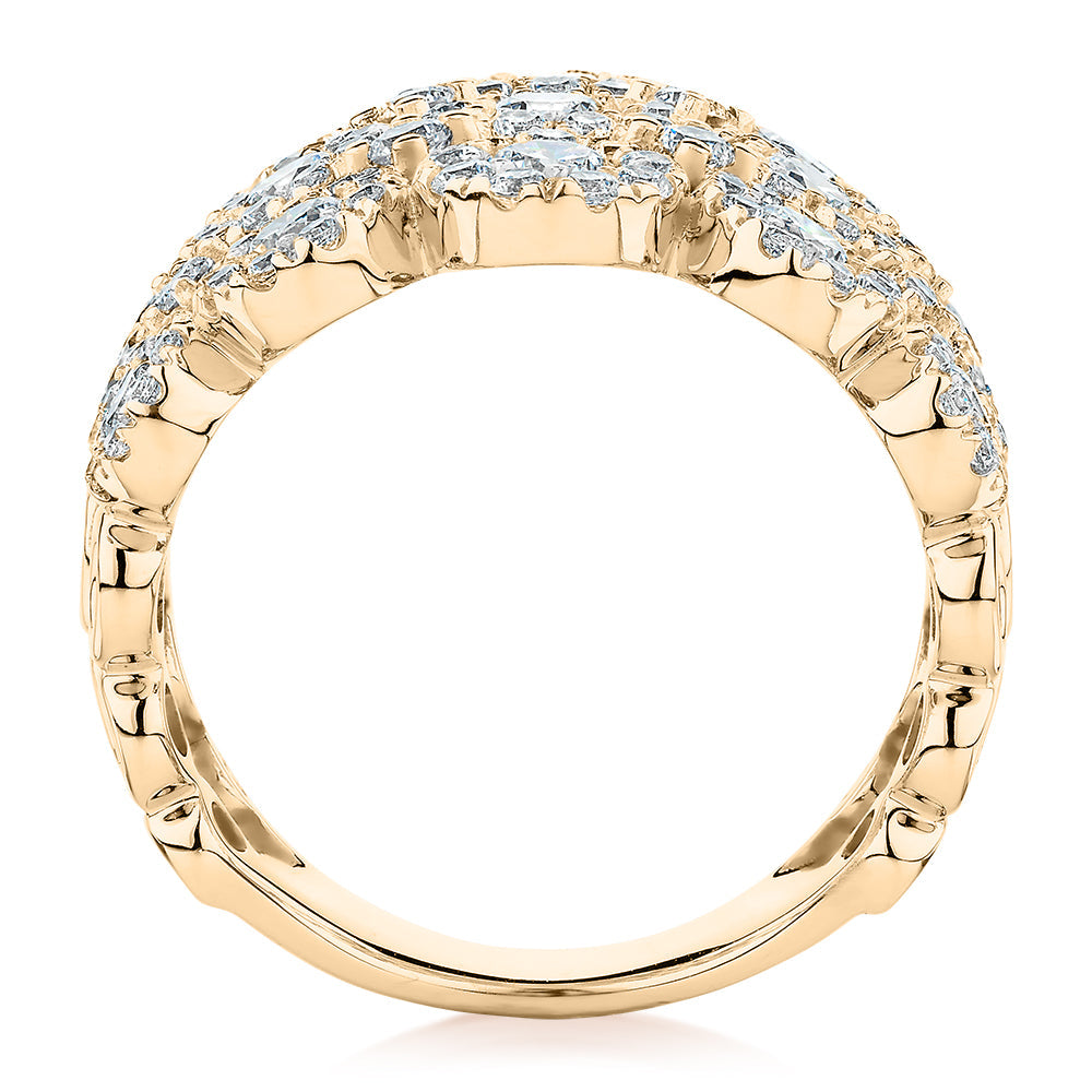 Celeste Dress ring with 2.86 carats* of diamond simulants in 10 carat yellow gold