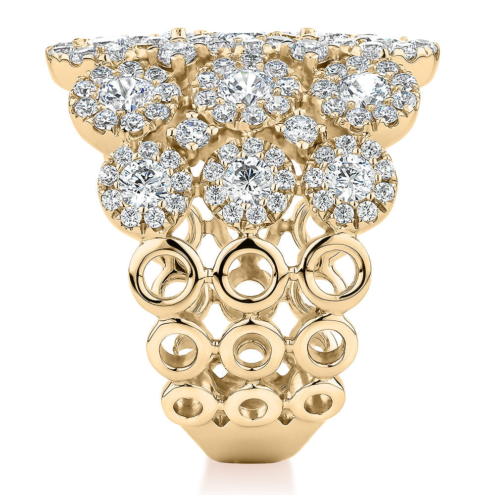 Celeste Dress ring with 2.86 carats* of diamond simulants in 10 carat yellow gold