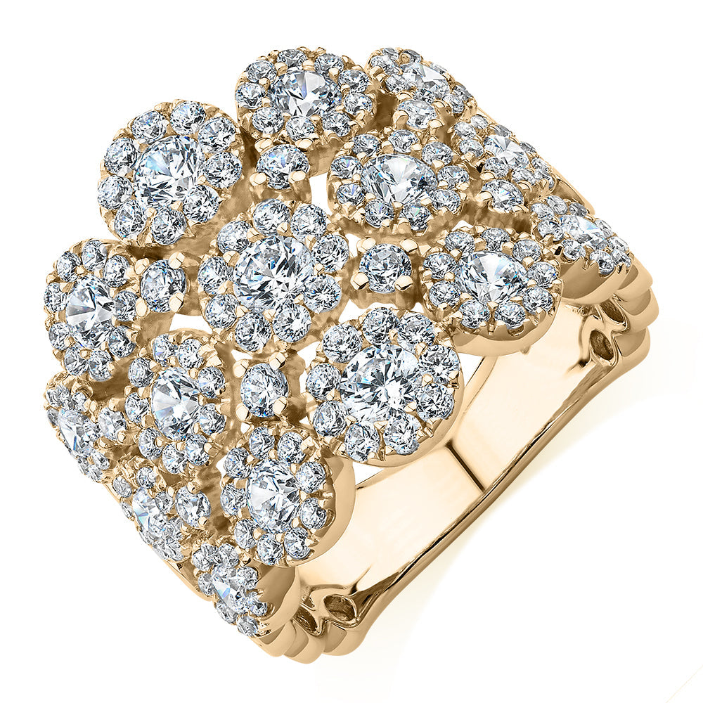 Celeste Dress ring with 2.86 carats* of diamond simulants in 10 carat yellow gold