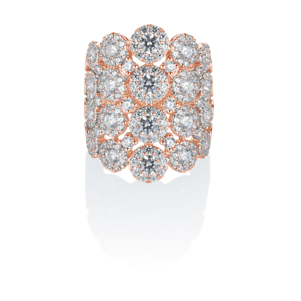 Celeste Four Row Ring in 10ct Rose Gold