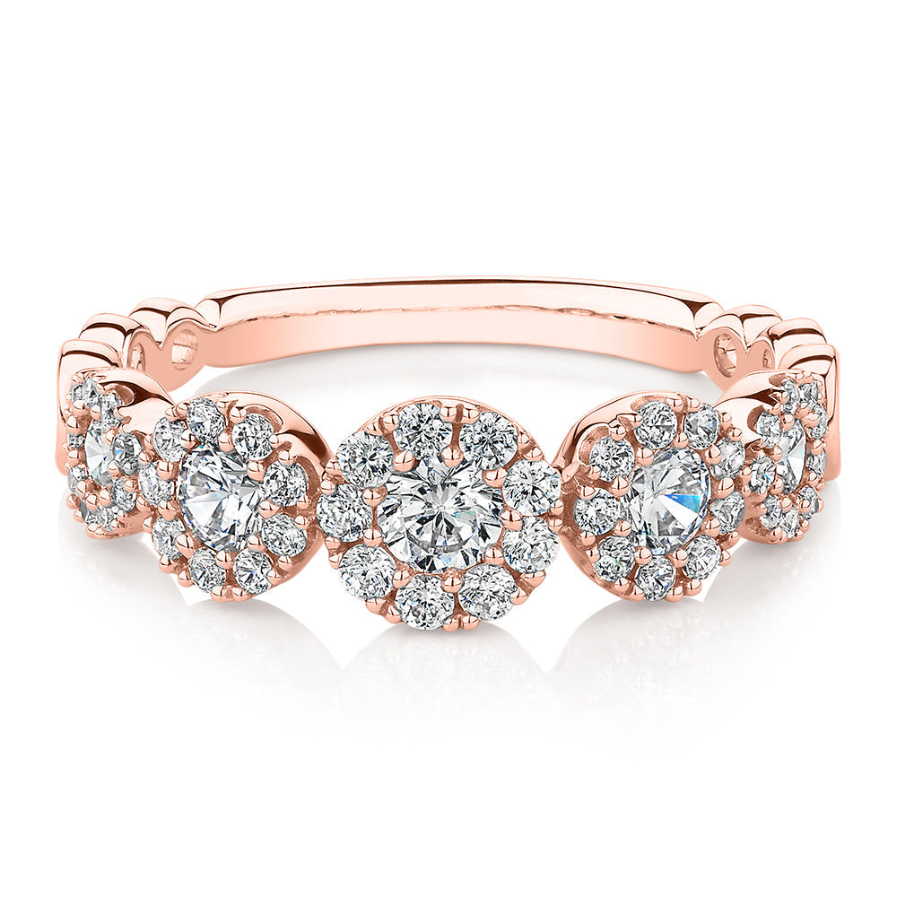 Celeste Dress ring with 0.89 carats* of diamond simulants in 10 carat rose gold