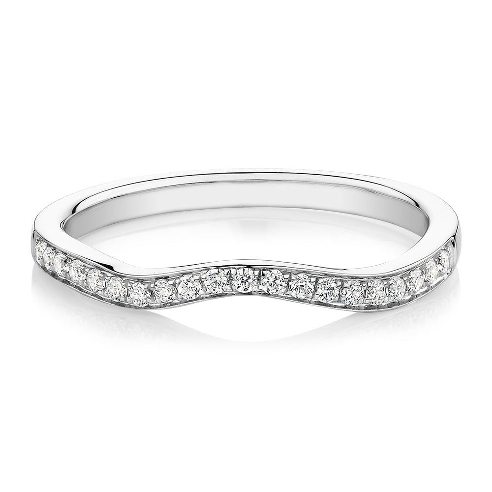 Round Brilliant curved wedding or eternity band in 14 carat white gold